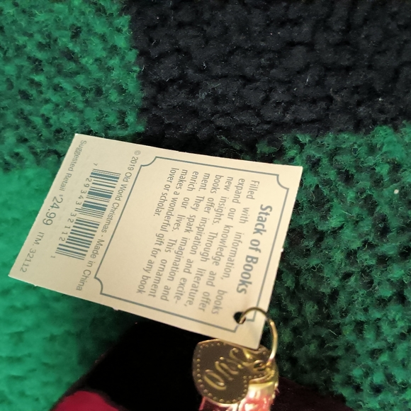 Pile of Books Christmas Tree Ornament Glass NWT - Picture 3 of 3